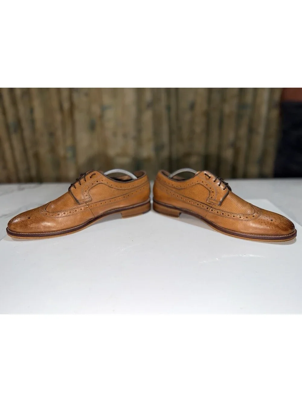 Johnston & Murphy Shoes Mens Size 10.5 Brown Leather Wingtip Brogue Dress Oxford